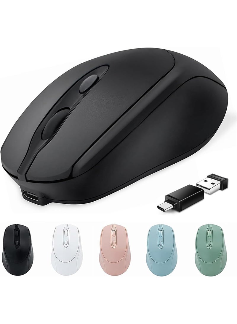 نوع-C قابلة لإعادة الشحن الماوس اللاسلكي بلوتوث - USB C الماوس اللاسلكي الصامت للكمبيوتر / ماك بوك برو / الهواء / الكمبيوتر الشخصي ، الماوس اللاسلكي بلوتوث - Image 1